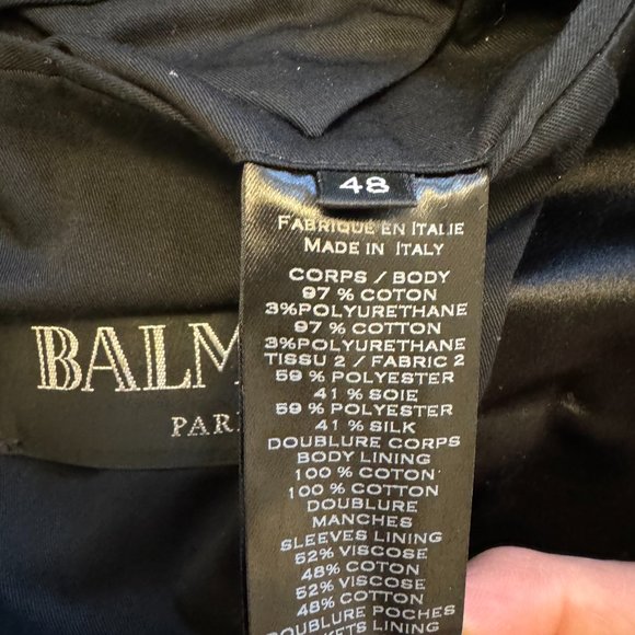 Balmain Men's Black Tuxedo Blazer with Gold Buttons Size 48 - Picture 3 of 4